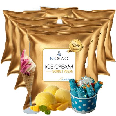 AussieBlends Sorbet Mix, Vegan Dairy Free Soft Serve Mix for Sorbet Maker | Soft Serve, Rolled Ice Cream, Gelato, Liquid Nitrogen, and Scooped Base | 8-Pack, Imported