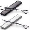 2 Pairs Reading Glass in Hard Case Super Lightweight Aluminum Front Open Case on the Go Rimless Reading Glasses 4.00 Stylish Reading Glasses for Men Women view 3