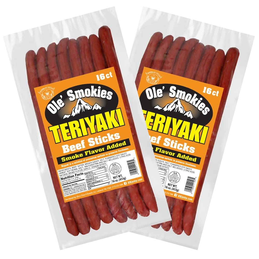 Buffalo Bills Teriyaki Ole' Smokies 16-ct Bulk 9-Inch Beef Sticks (two 1-lb bags)