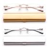 2 Pairs Reading Glass in Hard Case Super Lightweight Aluminum Front Open Case on the Go Rimless Reading Glasses 1.00 Stylish Reading Glasses for Men Women view 1