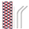 SWZLE 2 Reusable Stainless Steel Straight Straws & 1 Cleaning Brush - Portable Set with Sleek Talevera Red Case - BPA Free - Fits in Pocket, Purse & Backpack for Travel & Household - Silver view 2