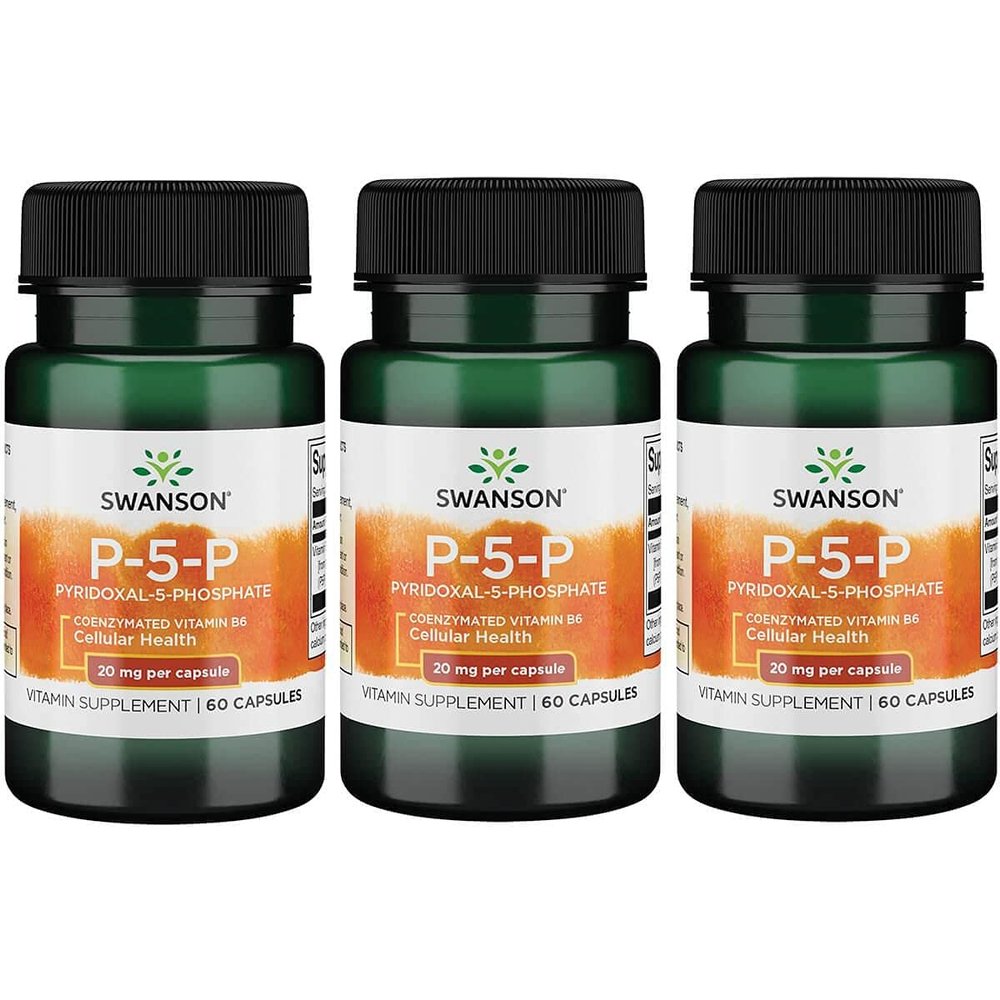 Swanson P-5-P (Pyridoxal-5-Phosphate) Coenzymated Vitaminb-6 20 Milligrams 60 Capsules (3 Pack)