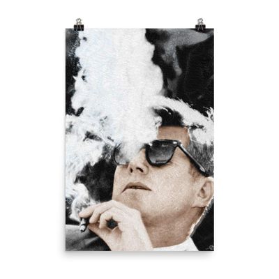 John F Kennedy Cigar and Sunglasses Poster