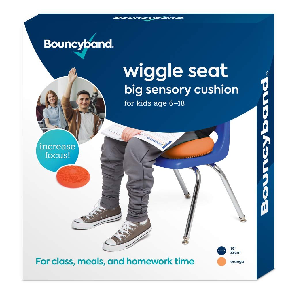 Bouncyband  Wiggle Seat  Orange, 13 D  Large Sensory Cushion for Kids Ages 6-18+  Promotes Active Learning, Improves Student Productivity, Includes Easy-Inflation Pump