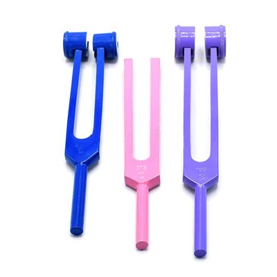 LAJA Imports Limited Edition Colorful Rainbow Lot of 3 Aluminum Sensory Tuning Forks C 128 256 512 Pink Purple and Blue