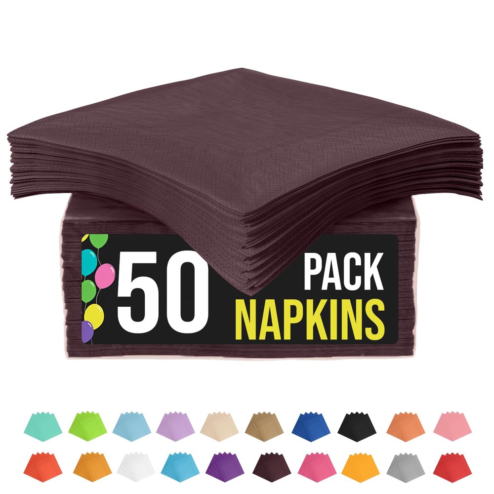 Party Solids Brown Napkins Disposable Everyday 50 Pcs 2 Ply Brown Cocktail Napkins Paper Everyday For Parties & Party Supplies
