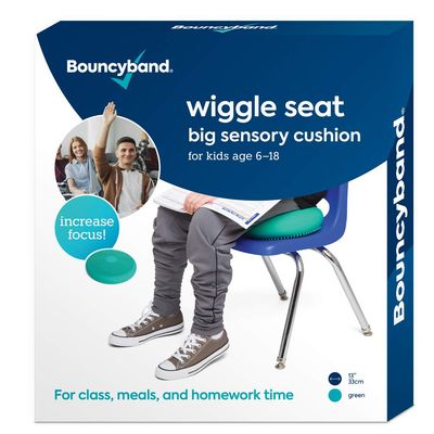 Bouncyband  Wiggle Seat  Green, 13 D  Large Sensory Cushion for Kids Ages 6-18+  Promotes Active Learning, Improves Student Productivity, Includes Easy-Inflation Pump