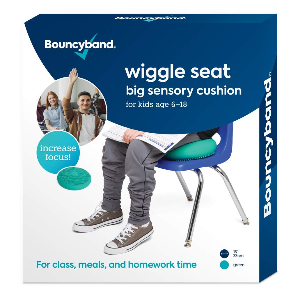 Bouncyband  Wiggle Seat  Green, 13 D  Large Sensory Cushion for Kids Ages 6-18+  Promotes Active Learning, Improves Student Productivity, Includes Easy-Inflation Pump