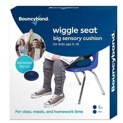Bouncyband  Wiggle Seat  Blue, 13 D  Large Sensory Cushion for Kids Ages 6-18+  Promotes Active Learning, Improves Student Productivity, Includes Easy-Inflation Pump