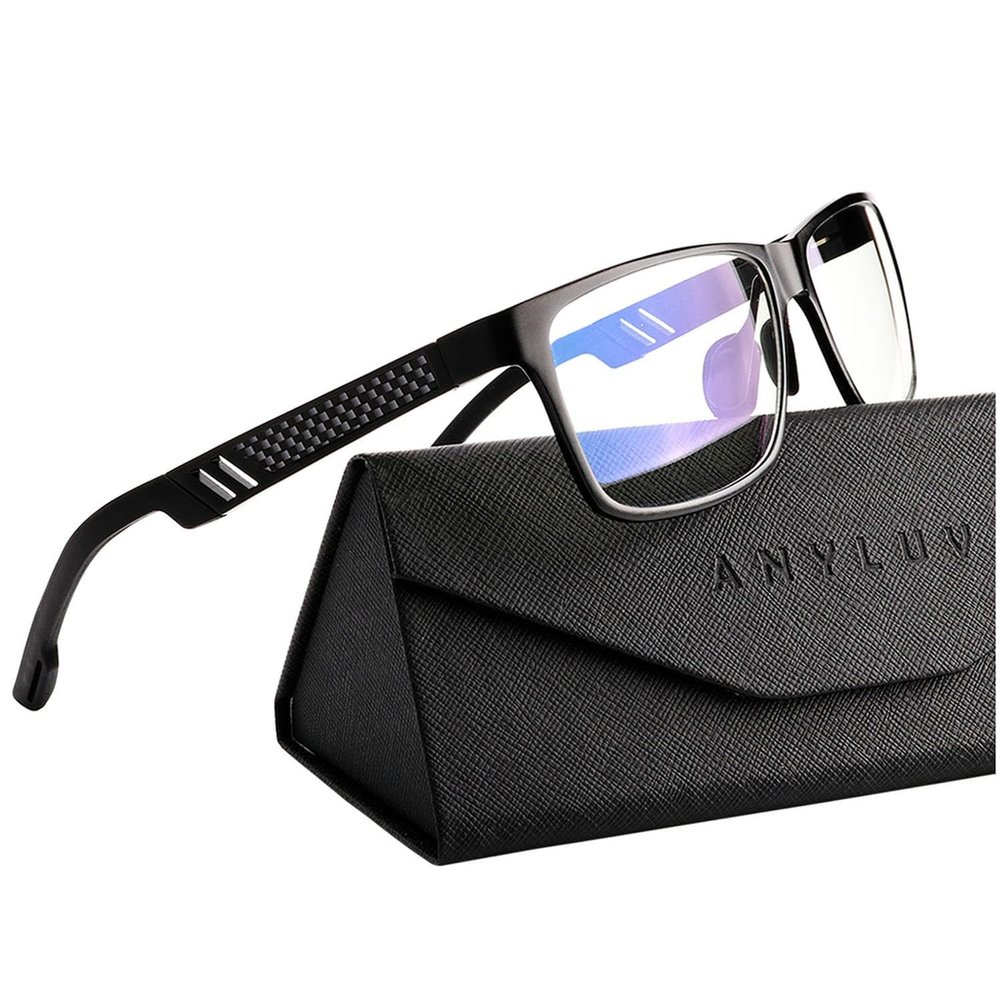 ANYLUV Blue Light Blocking Glasses Men Computer Gaming Glasses Lightweight Al-Mg Metal Anti Eyestrain Eye Protection