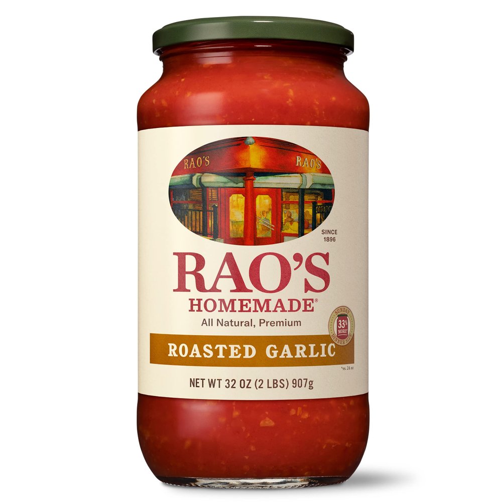 Rao's Homemade Roasted Garlic Tomato Sauce, 32 oz, All Purpose, Keto Friendly Pasta Sauce, Premium Quality Tomatoes from Italy and Garlic