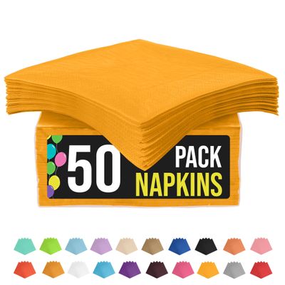 Party Solids Yellow Napkins Disposable Everyday 50 Pcs 2 Ply Yellow Dinner Napkins Paper Everyday For Parties & Party Supplies