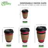 EcoQuality COMBO - 500 PACK - 20oz - Paper Coffee Hot Cups, Black Dome Lids, Sleeves & Stirrers - Disposable Coffee Cups, To Go Travel Mug, Office/Party Pack, Hot/Cold Coffee, Tea & Chocolate, Latte view 4
