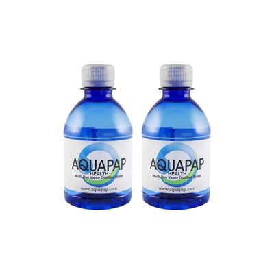 AQUAPAP 8 Ounce 2 Pack Vapor Distilled CPAP Water | for use with Resmed & Respironics Machines