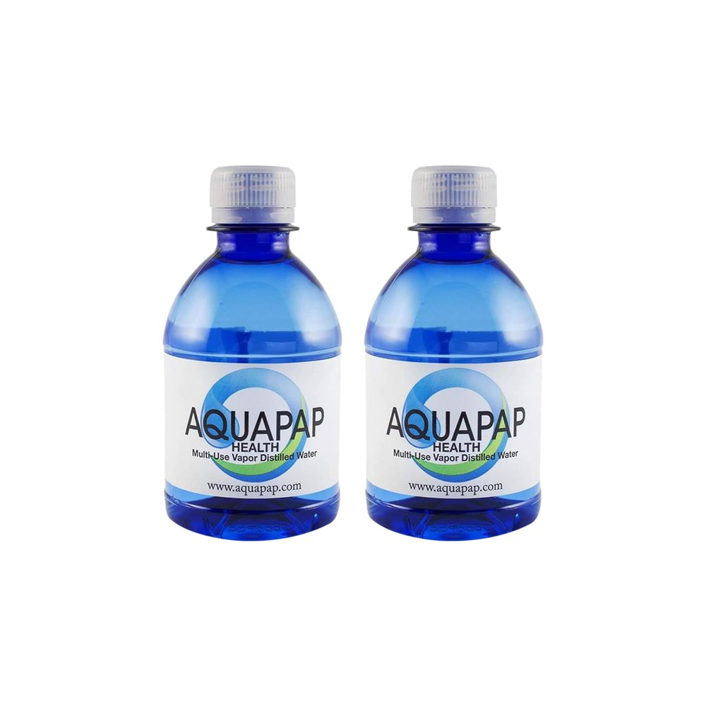 AQUAPAP 8 Ounce 2 Pack Vapor Distilled CPAP Water | for use with Resmed & Respironics Machines