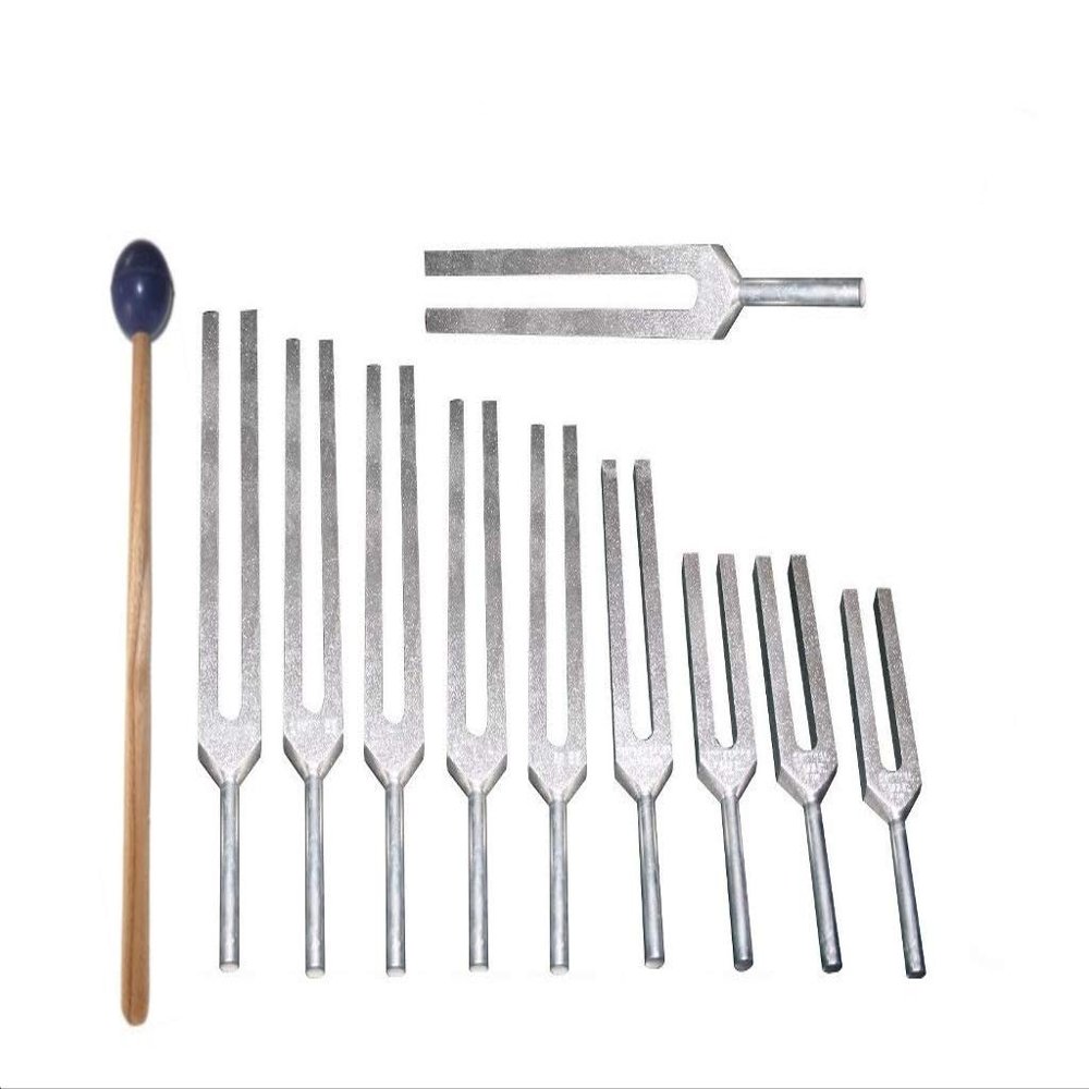 Solfeggio Tuning Fork Set - 9 with Mallet and Pouch by OM Industries