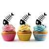 Fish Bone Silhouette Acrylic Cupcake Toppers 12 pcs view 1