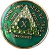 10 Year AA Medallion Green Tri-Plate Transition Crystal Chip view 3