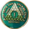 10 Year AA Medallion Green Tri-Plate Transition Crystal Chip view 4