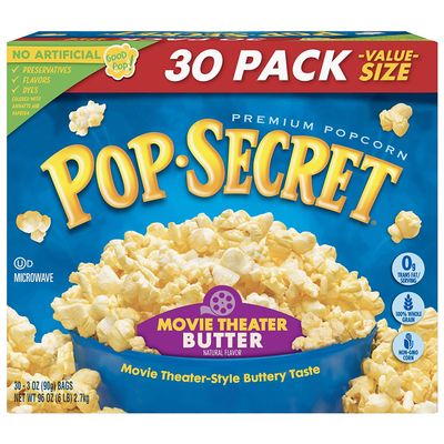 Pop Secret Popcorn, Movie Theater Butter, 3 Ounce Microwave Bags, 30 Count (2 Packs (30 Ounce))