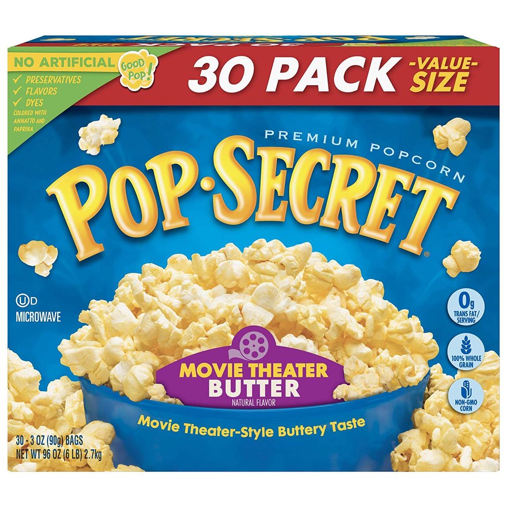 Pop Secret Popcorn, Movie Theater Butter, 3 Ounce Microwave Bags, 30 Count (2 Packs (30 Ounce))