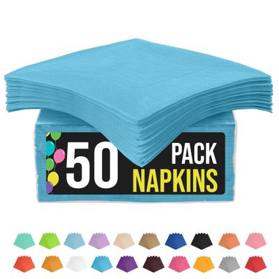 Party Solids Turquoise Napkins Disposable Everyday 50 Pcs 2 Ply Turquoise Dinner Napkins Paper Everyday For Parties & Party Supplies