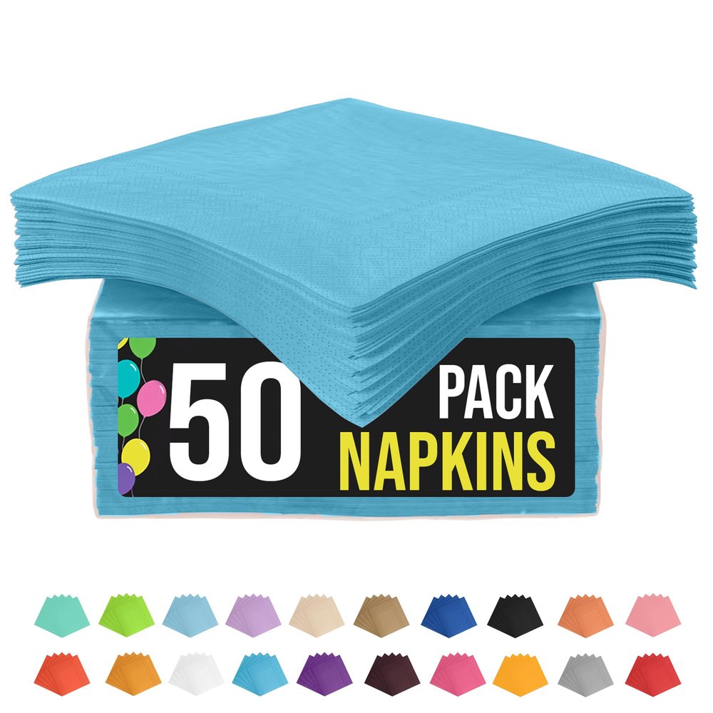 Party Solids Turquoise Napkins Disposable Everyday 50 Pcs 2 Ply Turquoise Dinner Napkins Paper Everyday For Parties & Party Supplies