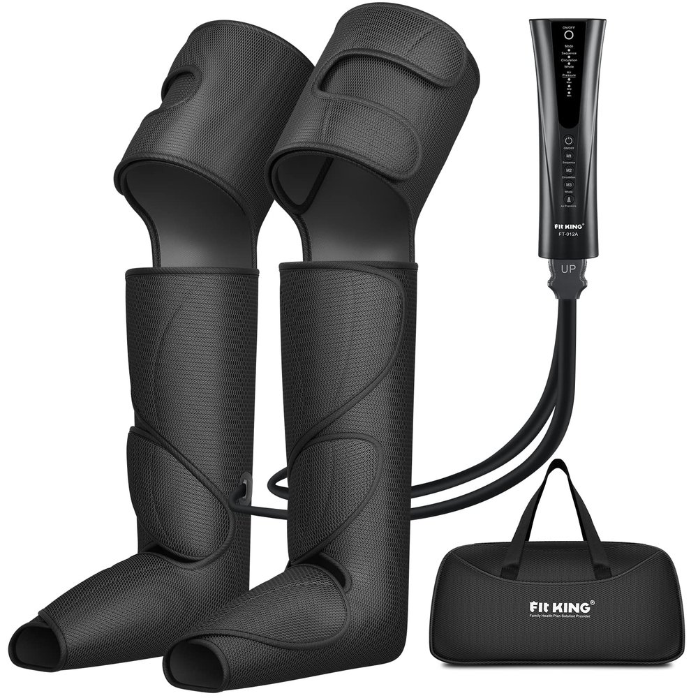 FIT KING Foot and Leg Massager for Circulation and Relaxation with Hand-held Controller 3 Modes 3 Intensities Helpful for Vericose Veins, Cramps, Swelling and Edema - Gift for Mom Wife Family