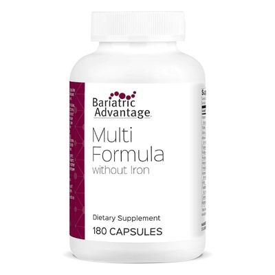 Bariatric Advantage Multi Formula without Iron, High Potency Daily Multivitamin for Bariatric Surgery Patients with 22 Essential Vitamins and Nutrients - 180 Capsules