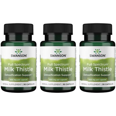 Swanson Full Spectrum Milk Thistle 500 Milligrams 30 Capsules (3 Pack)