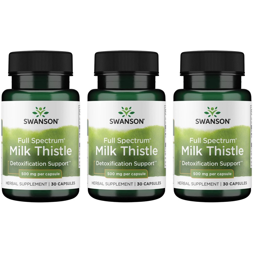 Swanson Full Spectrum Milk Thistle 500 Milligrams 30 Capsules (3 Pack)