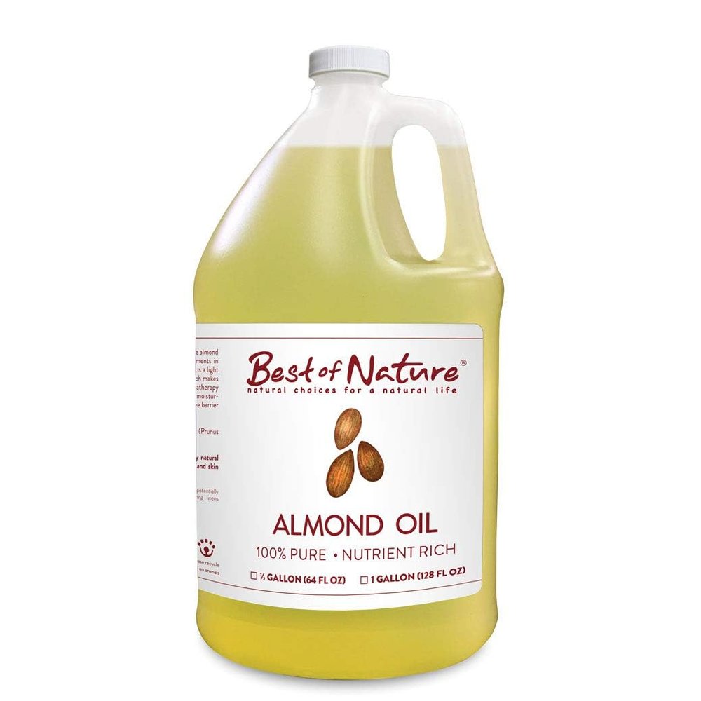 Best of Nature 100% Pure Sweet Almond Oil Moisturizing Massage & Body Oil, Unscented for Hair, Skin, Face, Soap Making, Aromatherapy, Ideal Carrier for Essential Oils, 1 Gallon (128 fl oz)