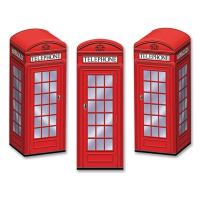British Flag Decorations Phone Box, Printed Paper Favor Boxes 3 Inch x 8.5 Inch, Pack 36
