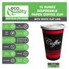 EcoQuality Restaurant Grade 16 Oz Paper Coffee Cups with White Lids - 400 Count Disposable Cups For Hot and Cold Drinks. Great For Tea, Soda, Shops, Cafes, and Concession Stands view 2