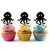 Devilfish Squid Silhouette Acrylic Cupcake Toppers 12 pcs view 1