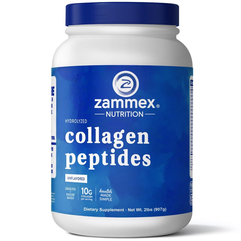 Zammex Collagen Peptides Powder, 90 Servings, Unflavored Instant Powdered, Pure Hydrolyzed Collagen Protein Powder (Type I, III) 100% Grass Fed, Paleo & Keto, Non-GMO, for Skin Hair Nail Joint