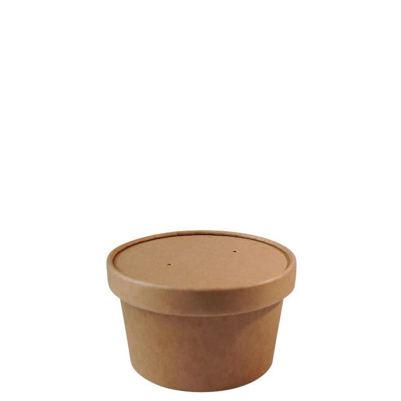 EcoQuality [100 Pack 12 oz Disposable Kraft Paper Soup Containers with Vented LIDS - Half Pint Ice Cream Containers, Frozen Yogurt Cups, Restaurant, Microwavable, Take Out, Food Storage, Recyclable