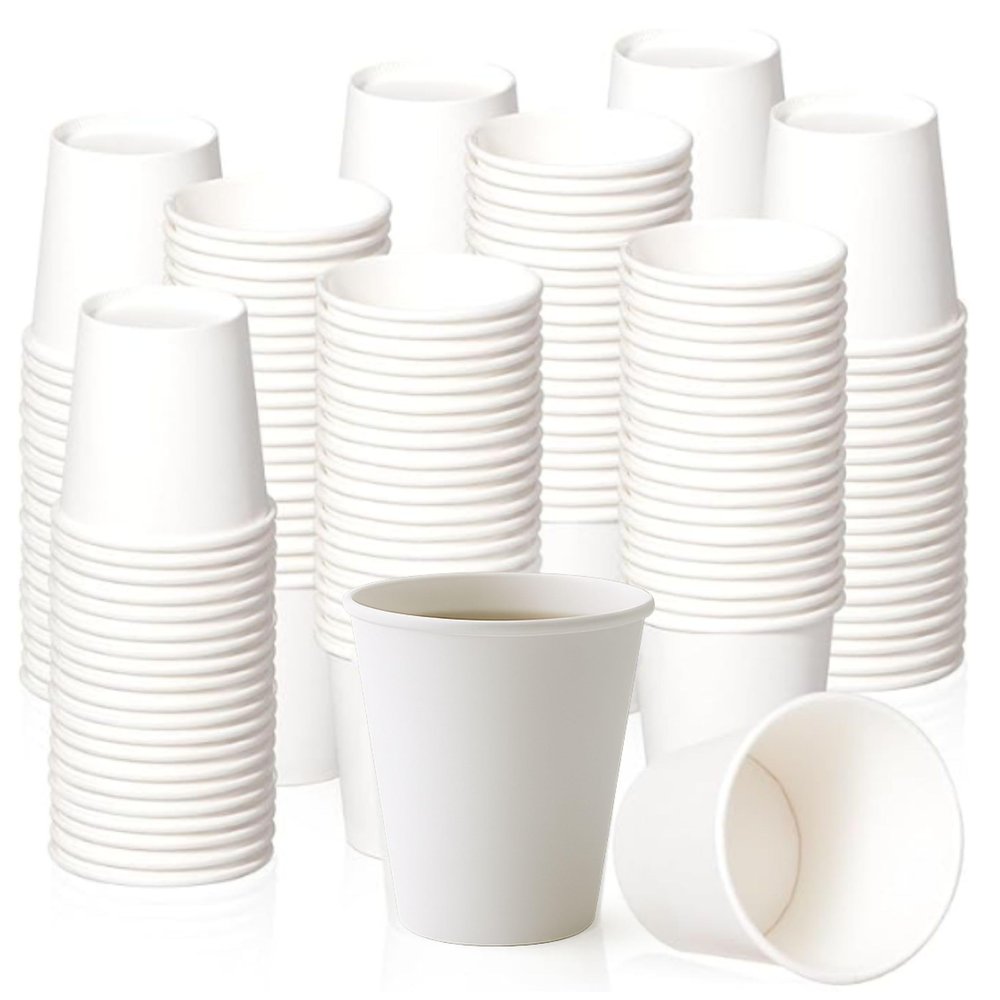 EcoQuality [100 PACK] 4 oz White Paper Hot Cups - Espresso, Sampling Cup, Bathroom Cups, Single Cups, Disposable Cups, Coffee Cup