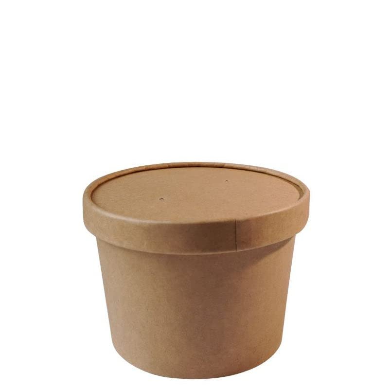 EcoQuality [75 Pack 16 oz Disposable Kraft Paper Soup Containers with Vented LIDS - Half Pint Ice Cream Containers, Frozen Yogurt Cups, Restaurant, Microwavable, Take Out, Food Storage, Recyclable