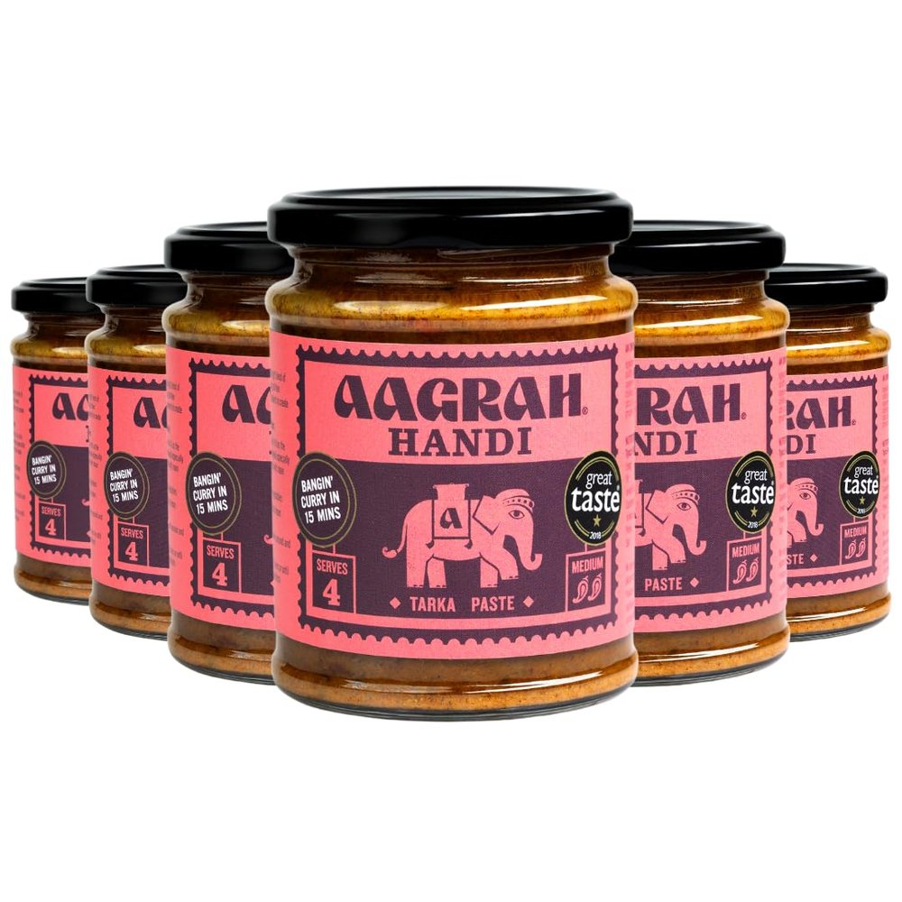 Aagrah Foods Kashmir Handi Medium Heat Cooking Sauce (6 Pack, 270g Each)