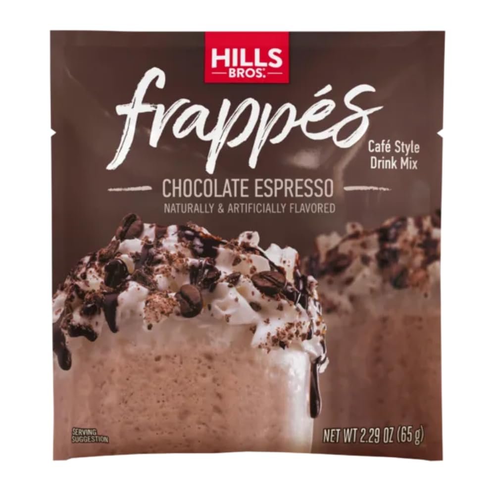 Hills Bros. Frapps Instant Drink Mix  Indulgent Caf-Style Beverage  Gluten-Free, Kosher-Certified  Easy to Make Hot or Cold  Premium, Rich Taste, Gourmet Coffee Experience  Chocolate Espresso