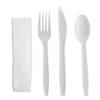 [1500] Disposable Wrapped White Heavy Duty Cutlery Kit 4 in 1 - Fork/Spoon/Knife/Napkin - Disposable Cutlery Kit, Perfect for Lunch, Meal Prep, On the Go, To go, Catering and Restaurants view 1