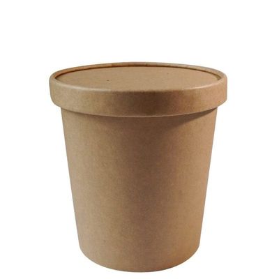 EcoQuality [150 Pack 26 oz Disposable Kraft Paper Soup Containers with Vented LIDS - Pint Ice Cream Containers, Frozen Yogurt Cups, Restaurant, Microwavable, Take Out, Food Storage, Recyclable