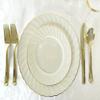 " OCCASIONS " 150pcs set (25 Guests)-Vintage Wedding Party Disposable Dinnerware Set Plastic Plates & Silverware w/double fork -10.25'', 7.5'' (Blossom Ivory & Gold Rim) view 4