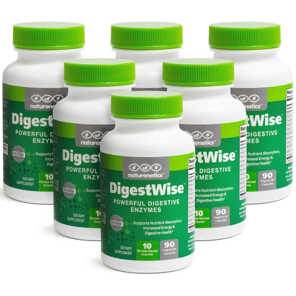 DigestWise Digestive Enzymes - 10 Powerful Vegan Enzymes to Support Digestion, Gas, Bloating & Constipation Relief - Keto Friendly - Lab Tested - 90 Capsules (6)