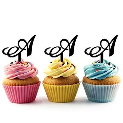 Alphabet Letter A Acrylic Cupcake Toppers 12 pcs