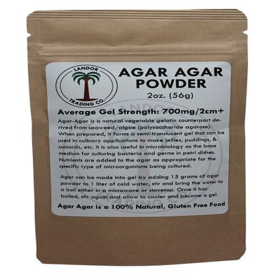 Agar Agar Powder - 2 Ounces (56 Grams) - Average Gel Strength