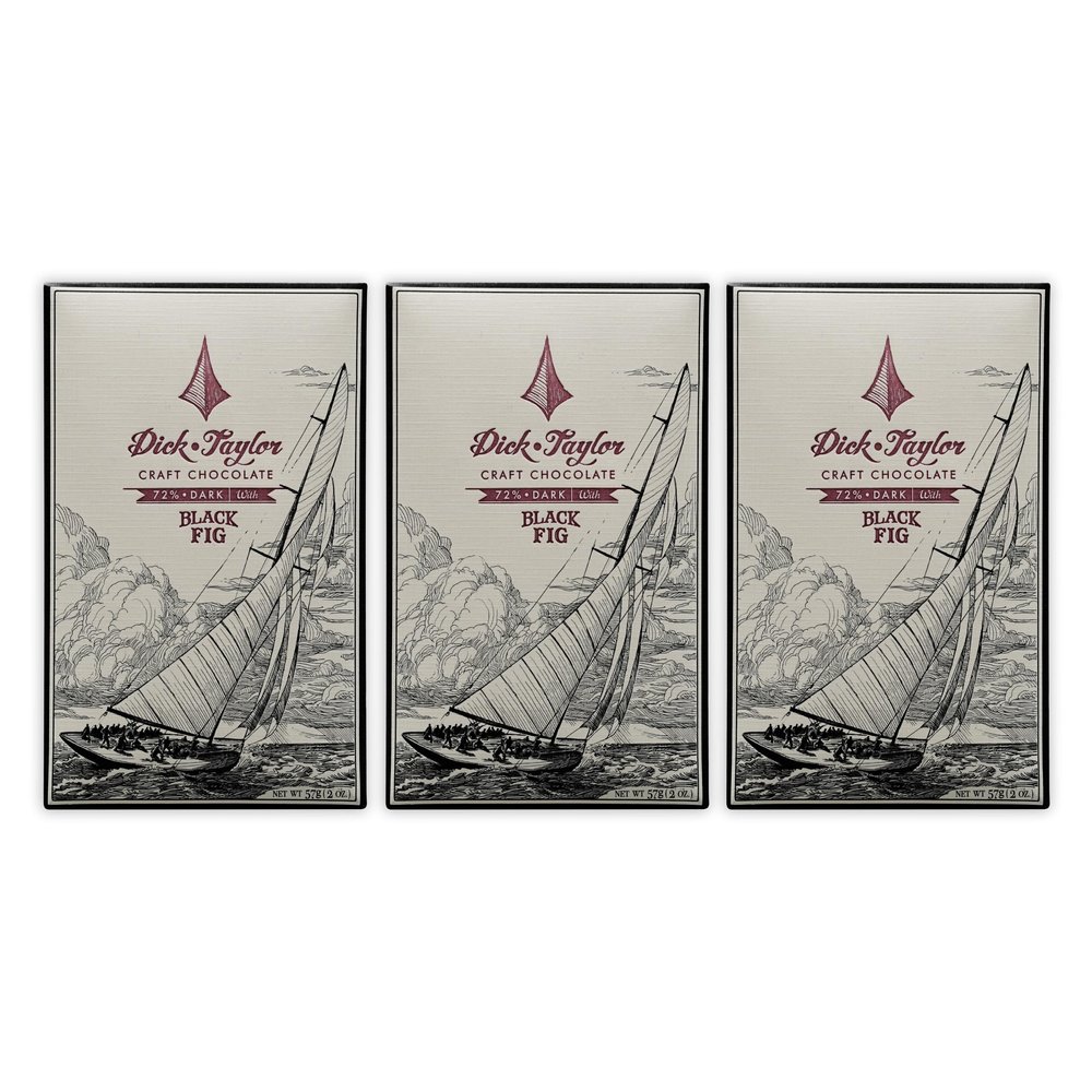 Dick Taylor Black Fig 72% Dark Chocolate 3 Pack - California Chocolate - Premium, Organic, Craft, Artisanal, Direct Trade, Single Origin, Bean-to-bar, Gourmet - Vegan, Keto, Paleo, Kosher, Soy Free - Gift Set
