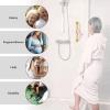 12 Inch Stainless Steel Shower Grab Bar, ZUEXT Gold Shower Handle, Bathroom Balance Bar, Safety Hand Rail Support Bar for Handicap Elderly Injury, Senior Assist Bath Tub Wall Concealed Mount Handle view 4