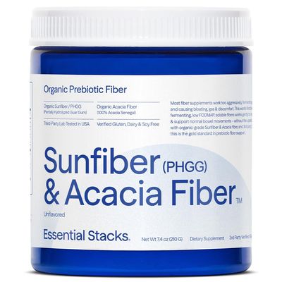 Essential Stacks Organic Sunfiber Prebiotic Fiber (Partially Hydrolyzed Guar Gum/PHGG) with Acacia Fiber Powder - Gluten Free, Non-GMO & Unflavored (7.4 oz)